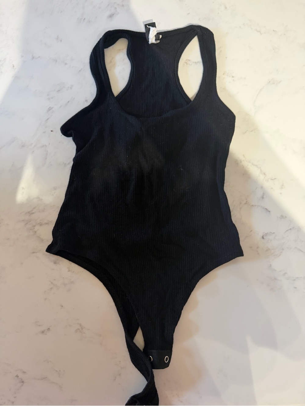Windsor Black Ribbed Racerback Bodysuit
